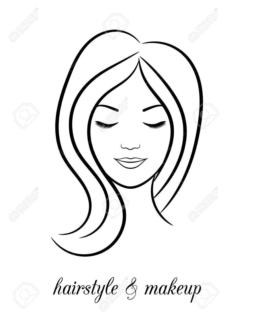1039x1300 Contour Logo For Beauty Salon With Woman With Closed Eyes Royalty