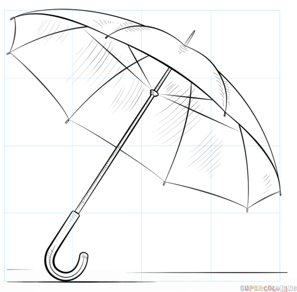 585x575 How To Draw An Umbrella Step By Step Drawing Tutorials