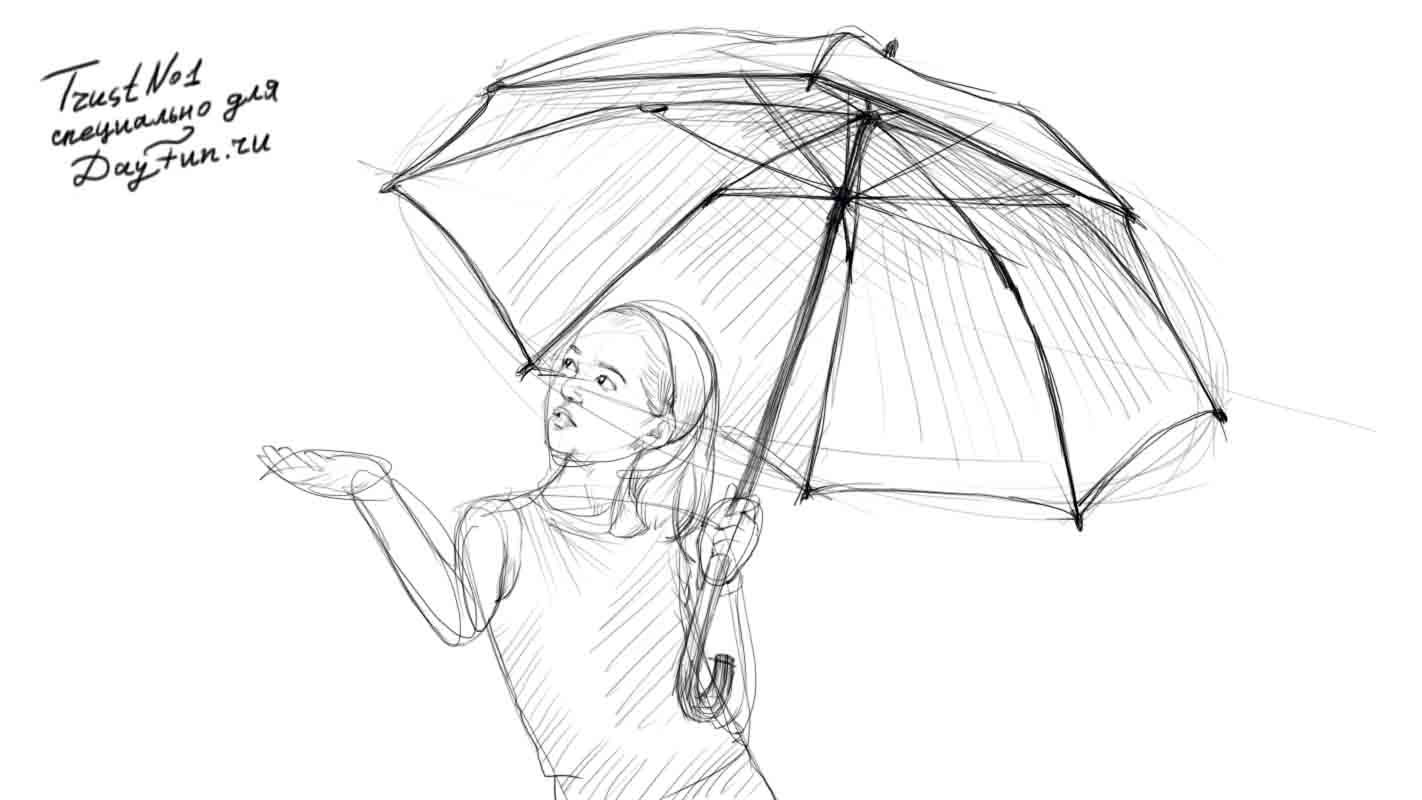 1422x800 How To Draw An Umbrella Step By Step