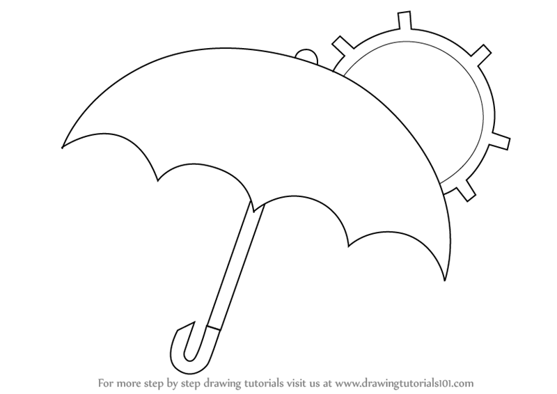 800x566 Learn How To Draw An Umbrella With Sun (Everyday Objects) Step By