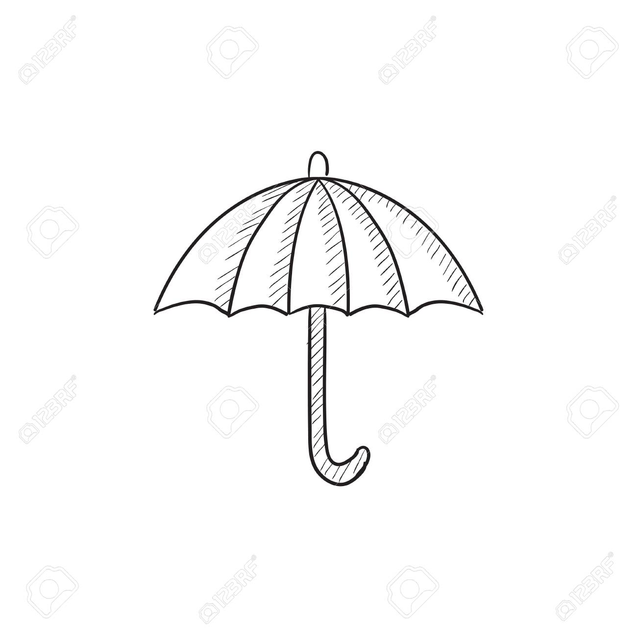 1300x1300 Umbrella Sketch Icon For Web, Mobile And Infographics. Hand Drawn