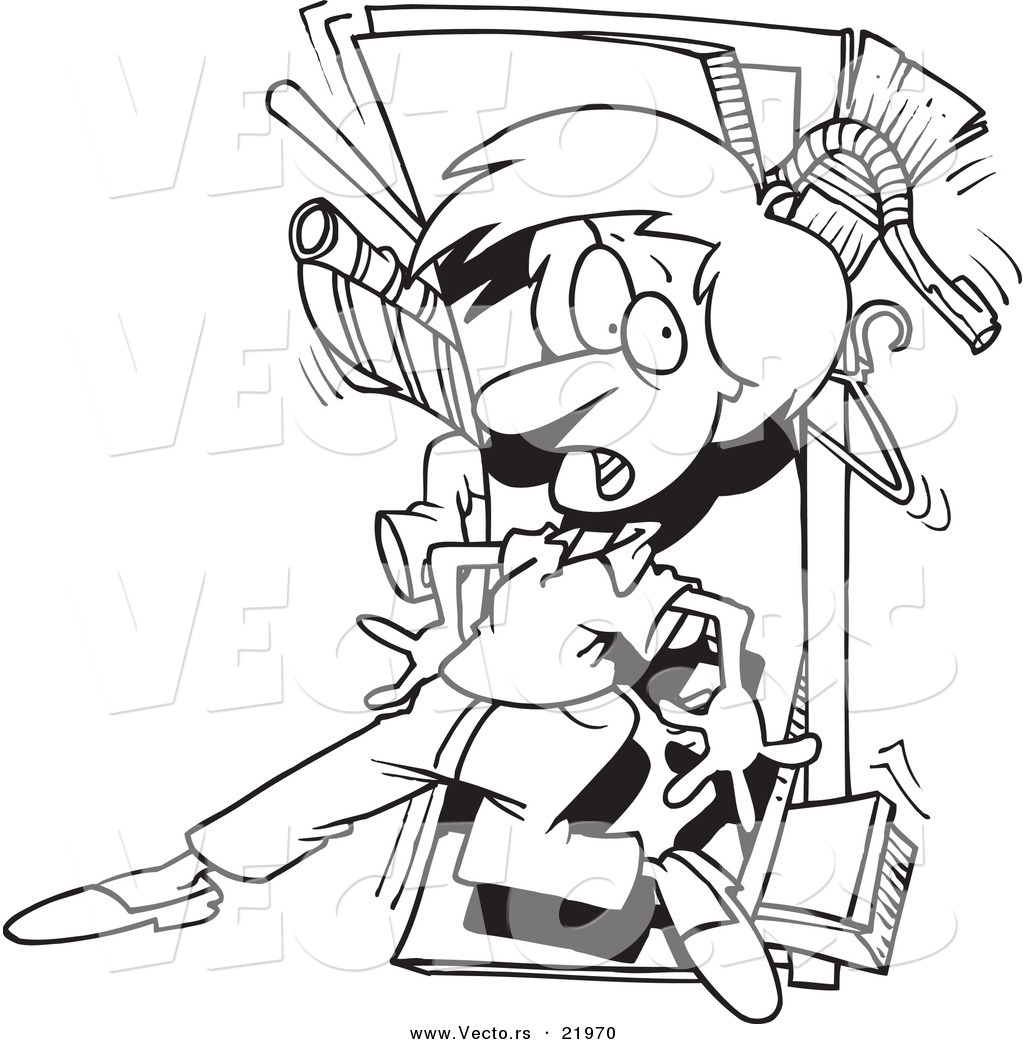 1024x1044 Vector Of A Cartoon Woman With A Messy Closet