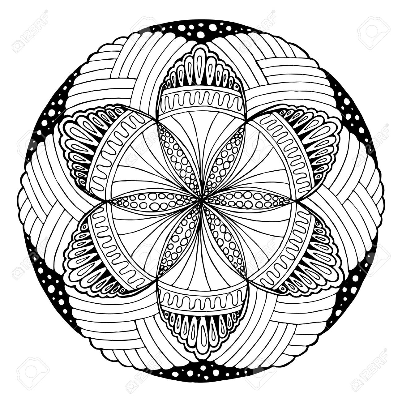 1300x1300 Hand Drawing Mandala, Round Floral Ornament. Pattern For Coloring