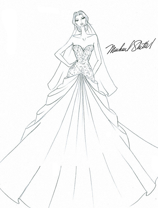 518x680 Designer Fantasy Sketches Kim Kardashian's Wedding Gown