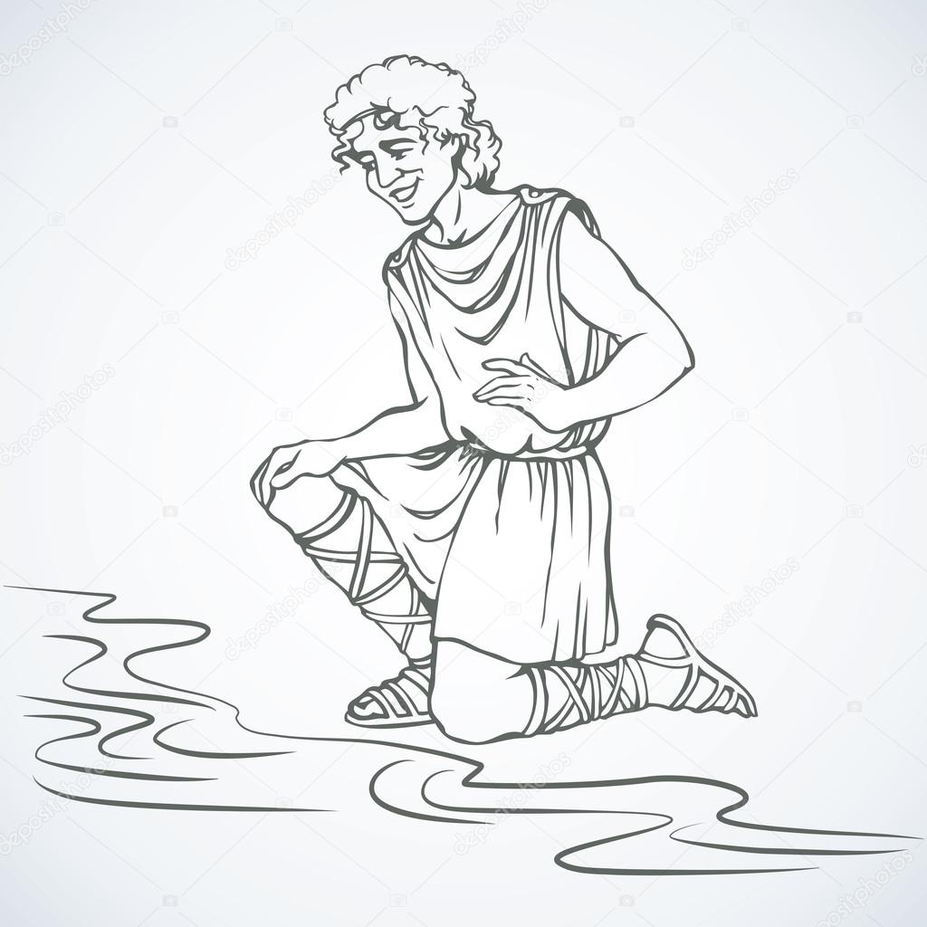 1024x1024 Man In Ancient Greek Clothes. Vector Drawing Stock Vector