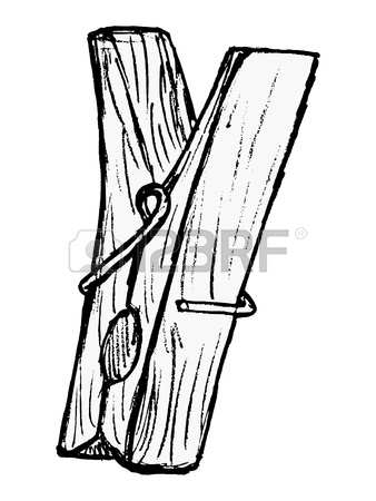 338x450 Hand Drawn, Vector, Sketch Illustration Of Clothes Pegs Royalty