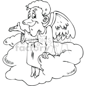 300x300 Royalty Free Cartoon Drawing Of Angel Sitting On A Cloud 164753