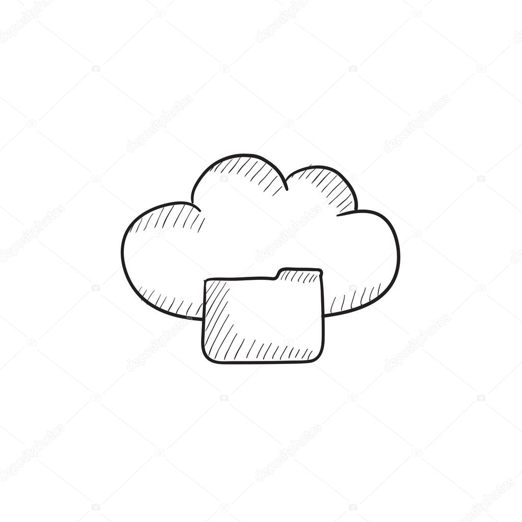 1024x1024 Cloud Computing Sketch Icon. Stock Vector Rastudio