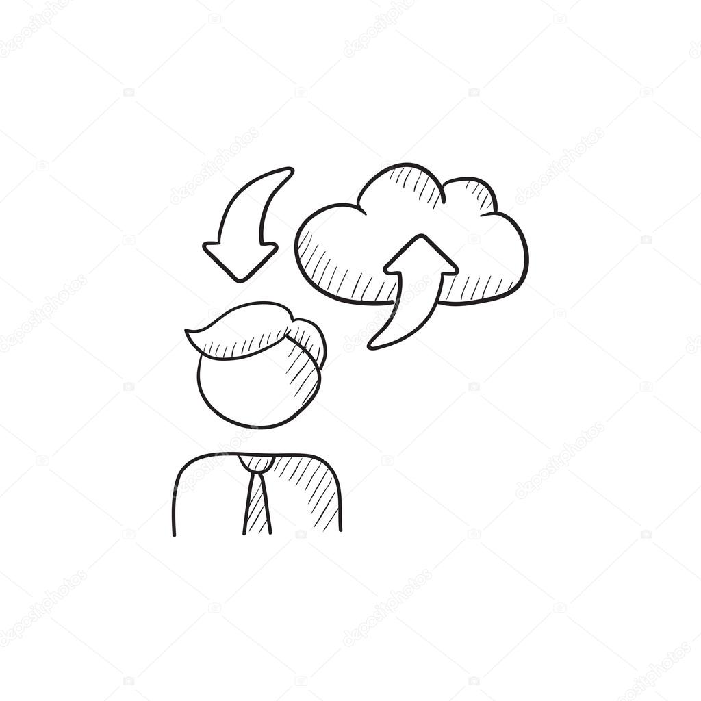 1024x1024 Cloud Computing Sketch Icon. Stock Vector Rastudio