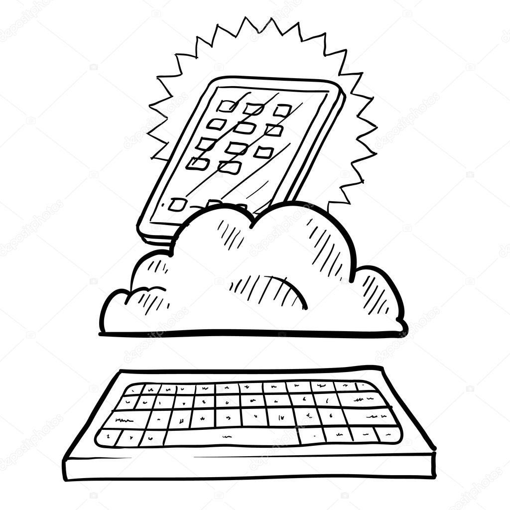 1024x1024 Cloud Computing Sketch Stock Vector Lhfgraphics