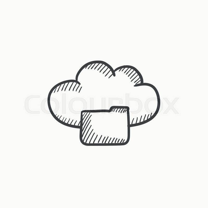 800x800 Cloud Computing Vector Sketch Icon Isolated On Background. Hand