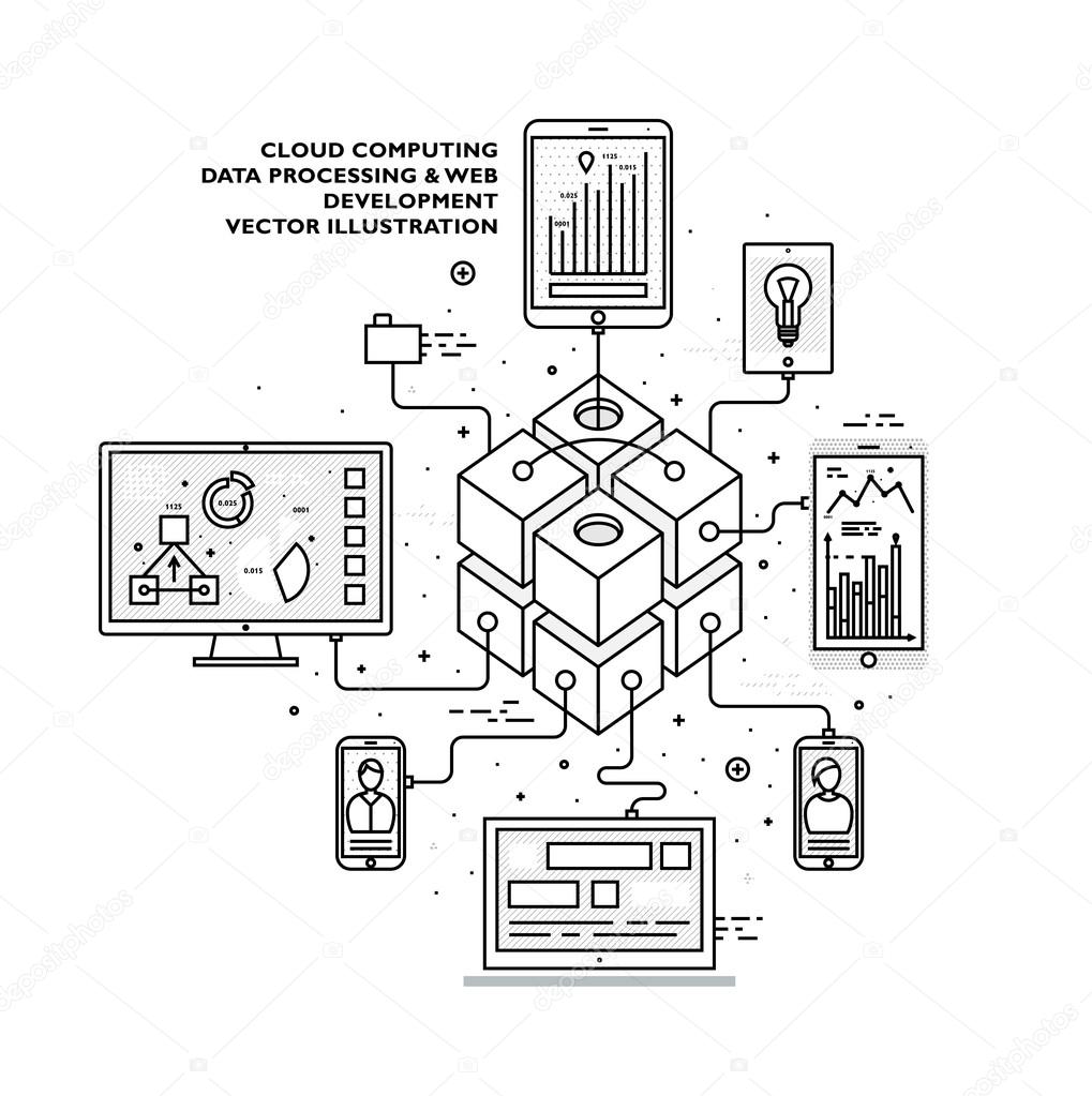 1019x1023 Data Analysis And Cloud Computing Stock Vector Ozerina