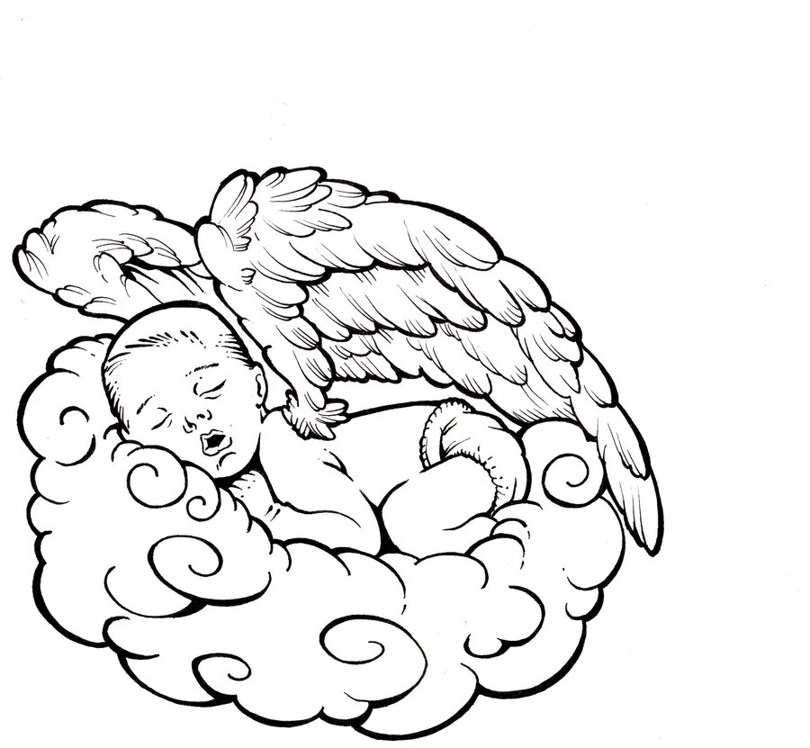 900x831 Tattoo Flash Baby Cloud By Slyaguilar