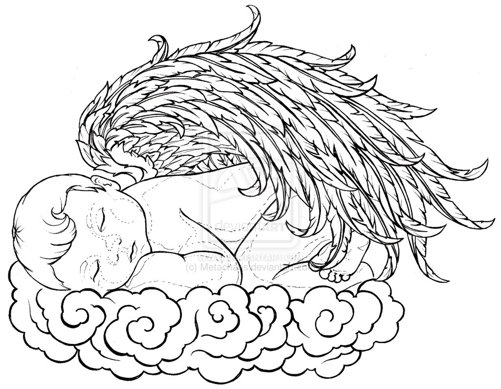 1024x796 Baby Angel Sleeping A Cloud Tattoo By ~metacharis