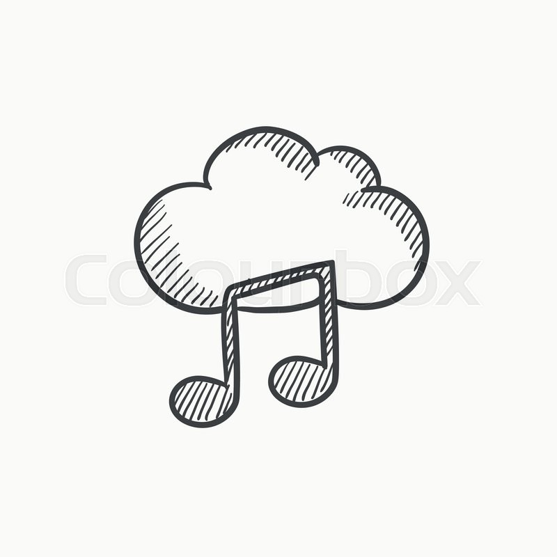 800x800 Cloud Music Vector Sketch Icon Isolated On Background. Hand Drawn