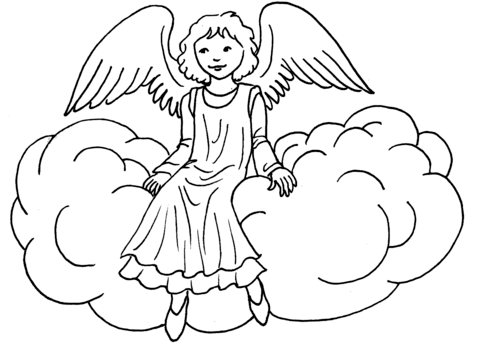 480x343 Angel Sitting On Cloud Coloring Page Free Printable Coloring Pages