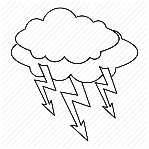 512x512 Cloud, Lightning, Line, Outline, Storm, Thin, Thunder Icon Icon
