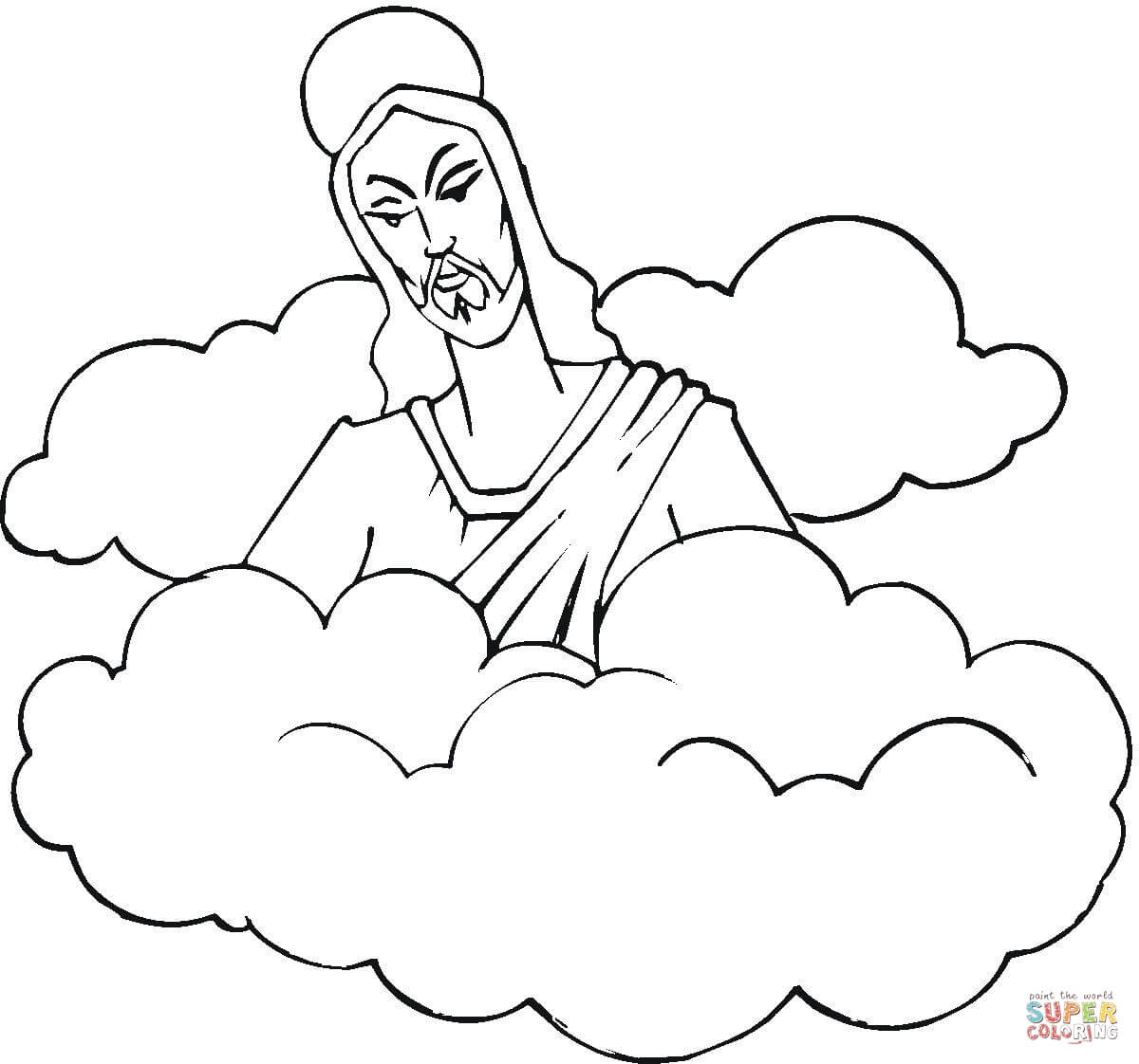 1200x1122 Jesus In The Clouds Coloring Page Free Printable Coloring Pages