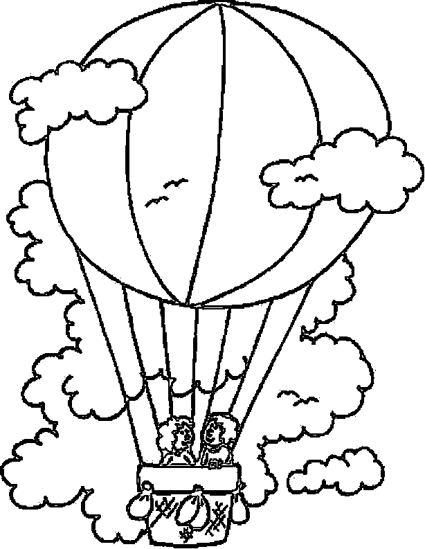 614x793 Hot Air Balloon Coloring Pages With Clouds