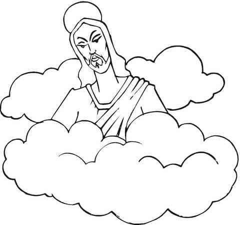 480x449 Jesus In The Clouds Coloring Page Free Printable Coloring Pages
