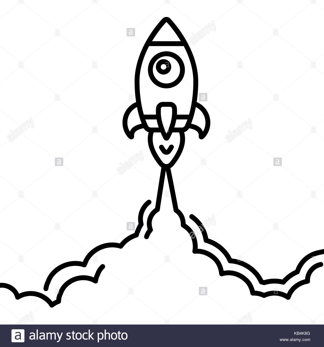 1300x1390 Minimalistic Rocket Launch Line Icon. Rocket Illustration