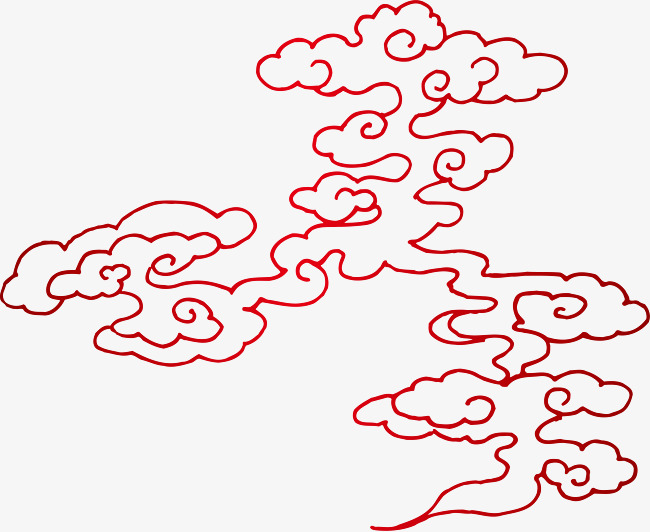 650x532 Vector Line Drawing Of Red Clouds, Clouds, Line Drawing, Red