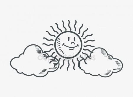 450x330 Sun And Clouds Doodle Drawing Image Stock Vector Jemastock
