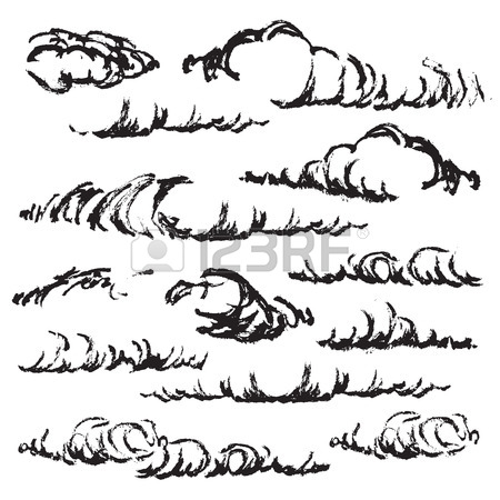 450x450 Black Ink On White Paper Sketch Of Clouds. Vector. Royalty Free