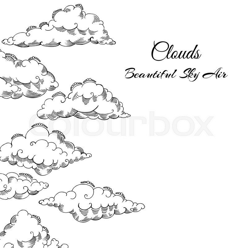 800x800 Background With Clouds Sketches. Hand Drawn Sky Vector