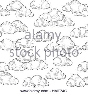 300x320 Cloud Doodle Line Pattern. Cloudy Sky Seamless Ornamental