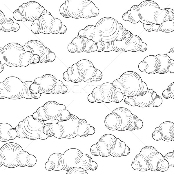 600x600 Cloud Pattern. Cloudy Sky Seamless Background Vector Illustration