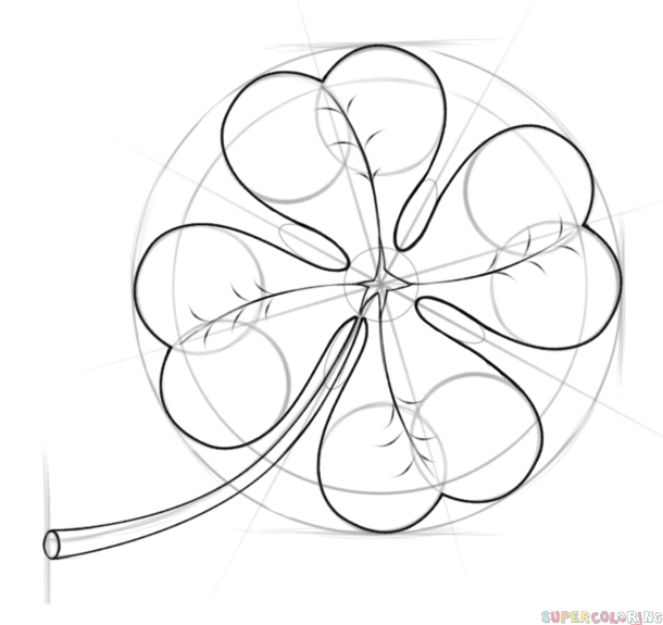 610x575 How To Draw A Four Leaf Clover Step By Step Drawing Tutorials
