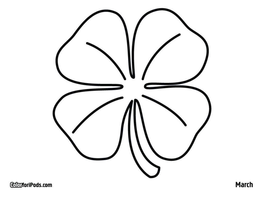 1024x765 Four Leaf Clover Template. Printable Medium Four Leaf Clover