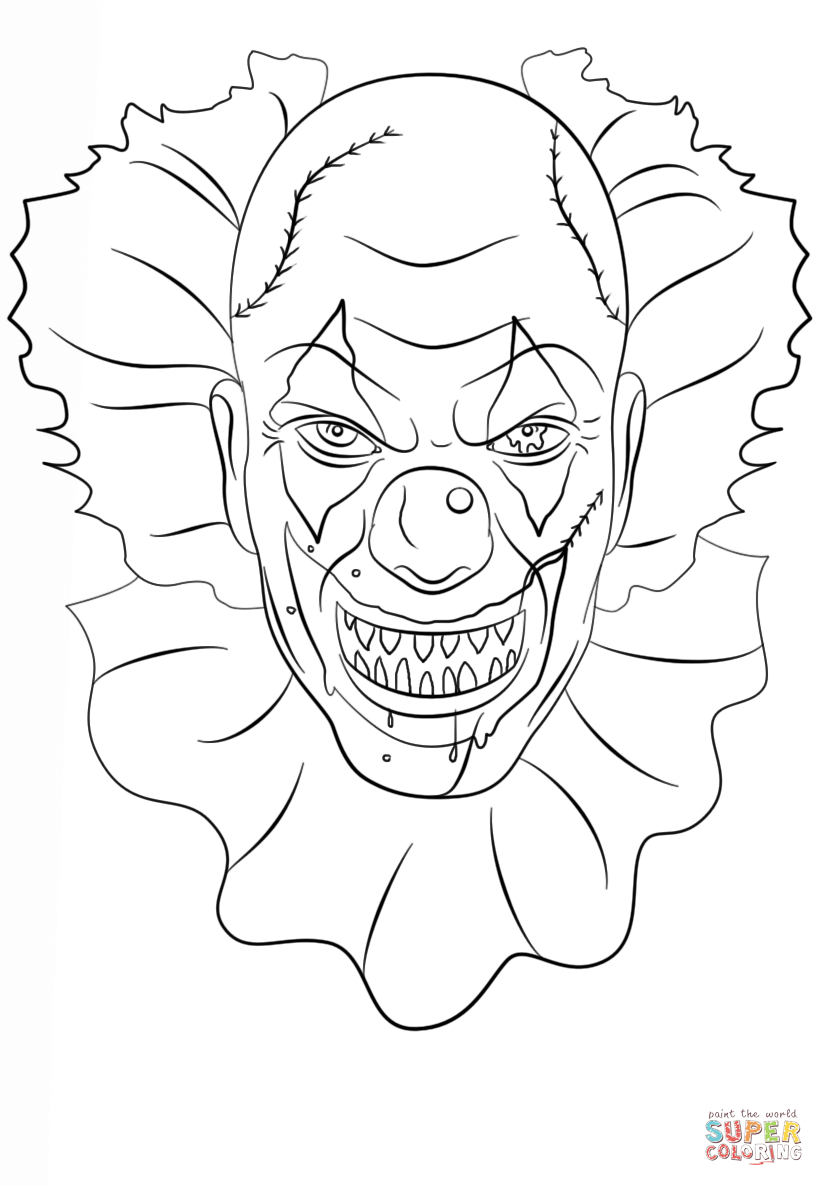 824x1186 Scary Clown Coloring Page Free Printable Coloring Pages