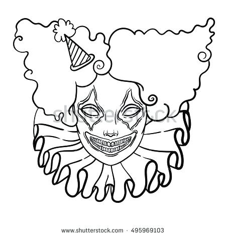 450x470 Scary Clown Coloring Page Drawn Clown Pencil 4 Scary Clown Face