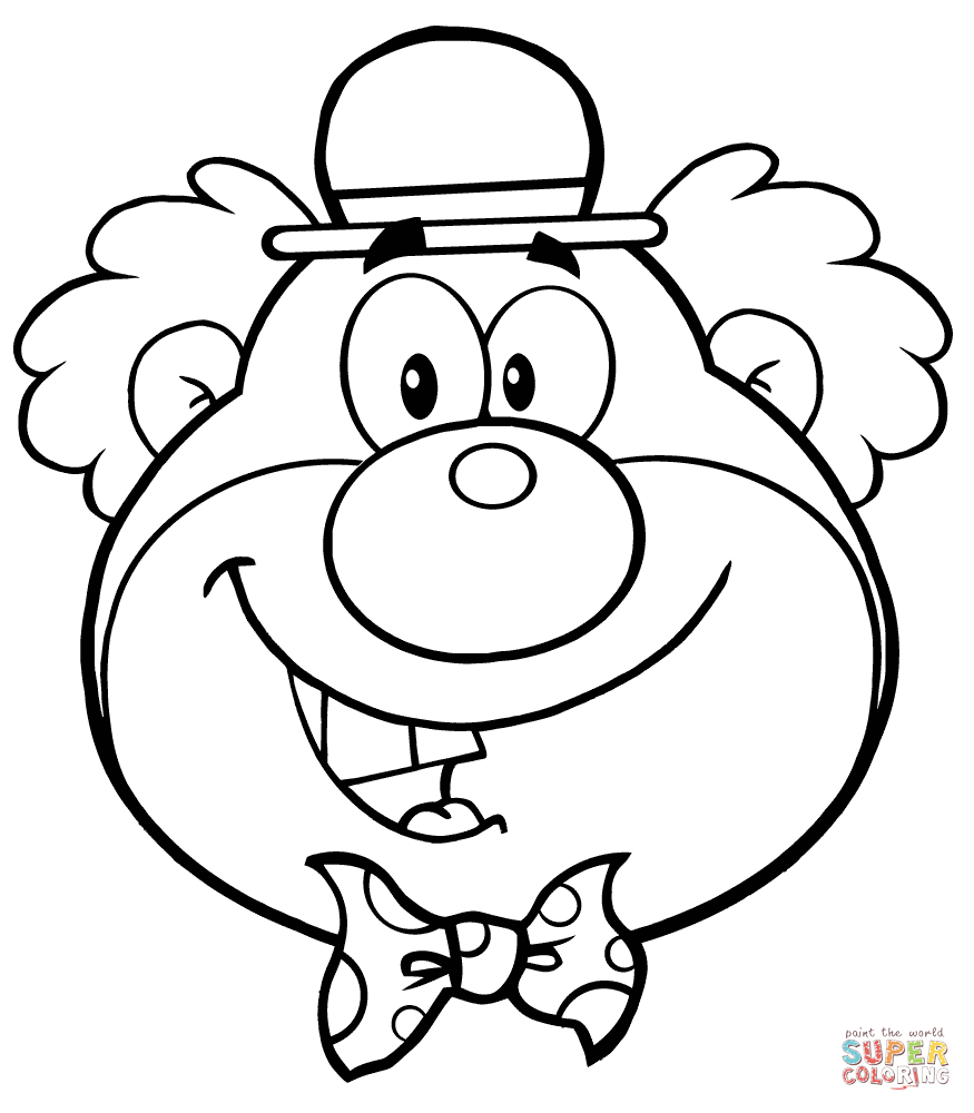 875x1000 Funny Clown Head Coloring Page Free Printable Coloring Pages