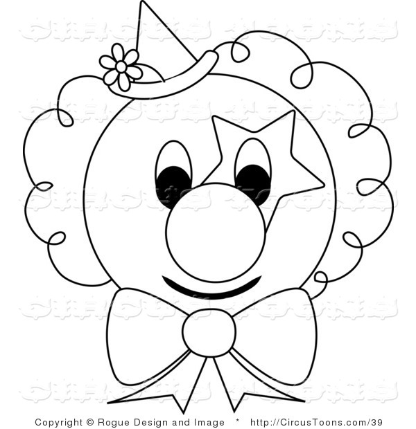 600x620 Circus Clipart Of An Outlined Clown Face By Pams Clipart