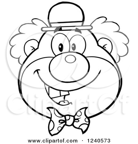 450x470 Clipart Of A Black And White Happy Clown Face