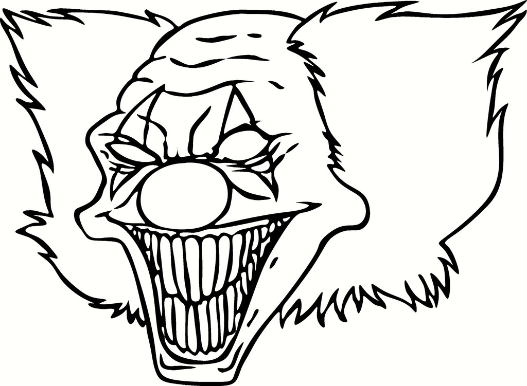1024x751 Printable Coloring Pages Clowns For Halloween Scary Clown Coloring