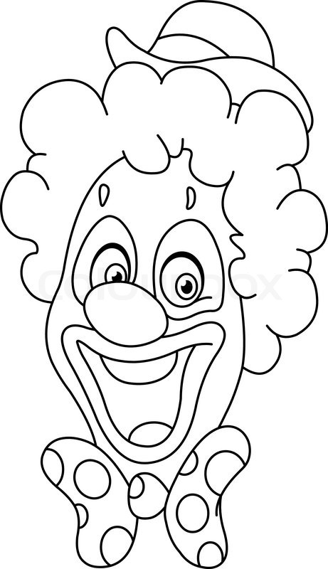 461x800 Outlined Clown Face. Vector Illustration Coloring Page. Stock