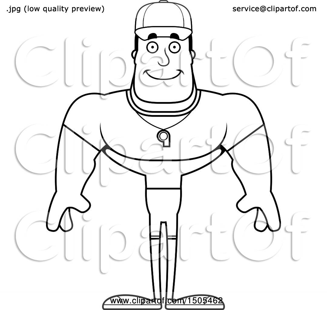 1080x1024 Clipart Of A Black And White Happy Buff Male Coach