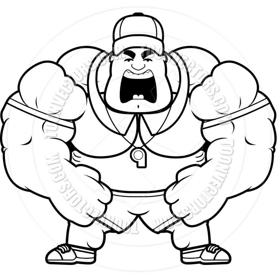 940x940 Cartoon Coach Yelling (Black And White Line Art) By Cory Thoman