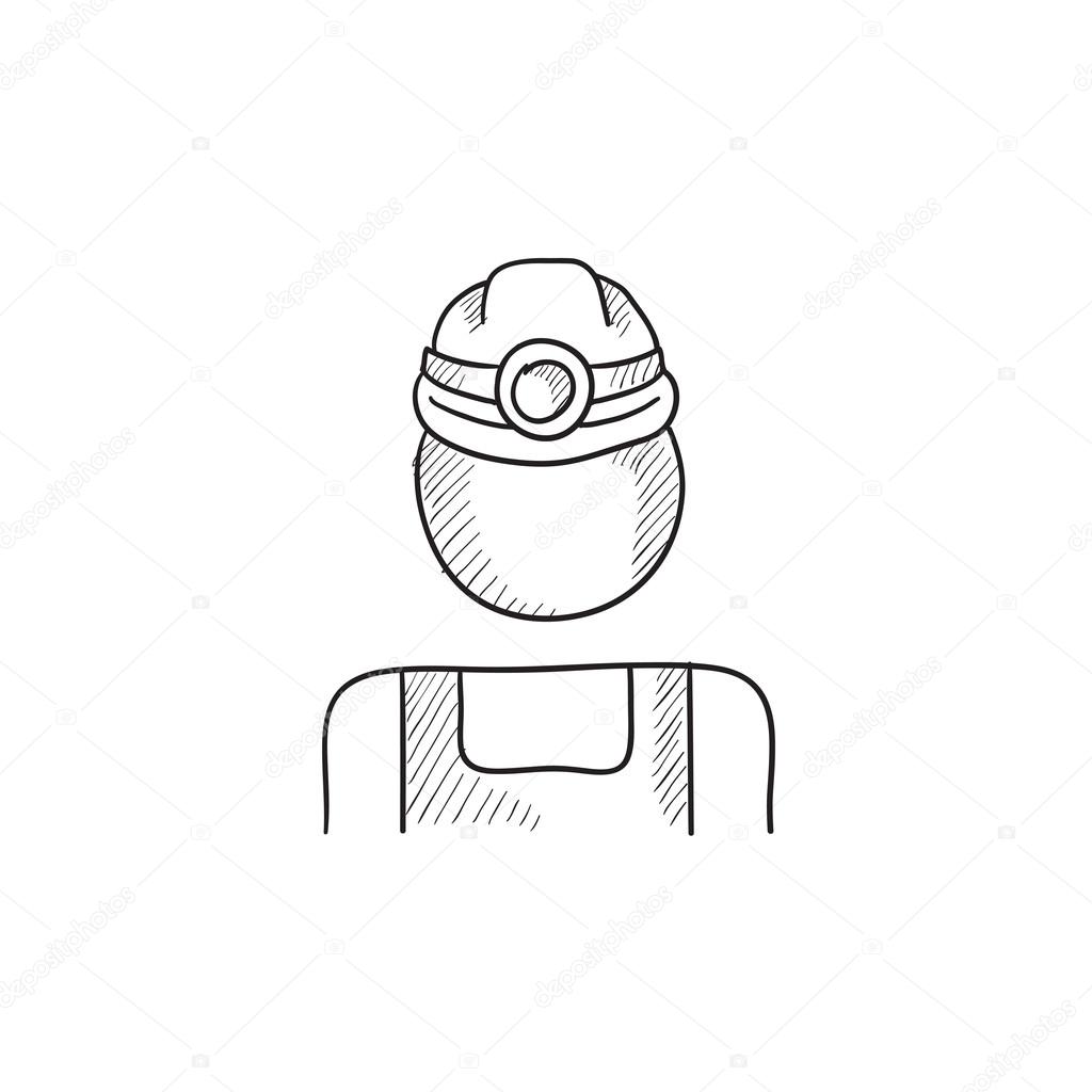 1024x1024 Coal Miner Sketch Icon. Stock Vector Rastudio