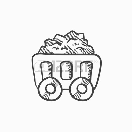 450x450 Mining Coal Cart Vector Sketch Icon Isolated On Background. Hand
