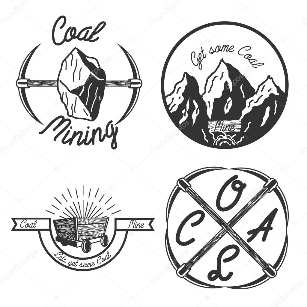 1024x1024 Vintage Coal Mining Emblems Stock Vector Netkoff
