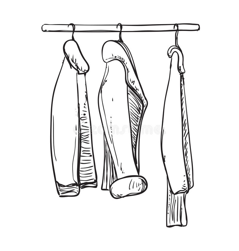 800x842 Hand Drawn Wardrobe Sketch. Autumn Clothes. Stock Vector