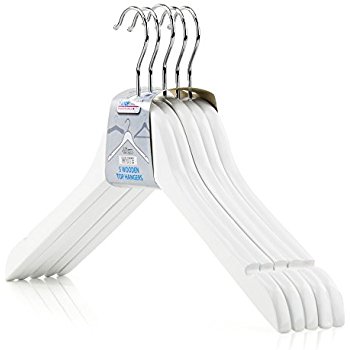 350x350 Hangerworld 45cm White Wooden Coat Clothes Top Hangers With Skirt