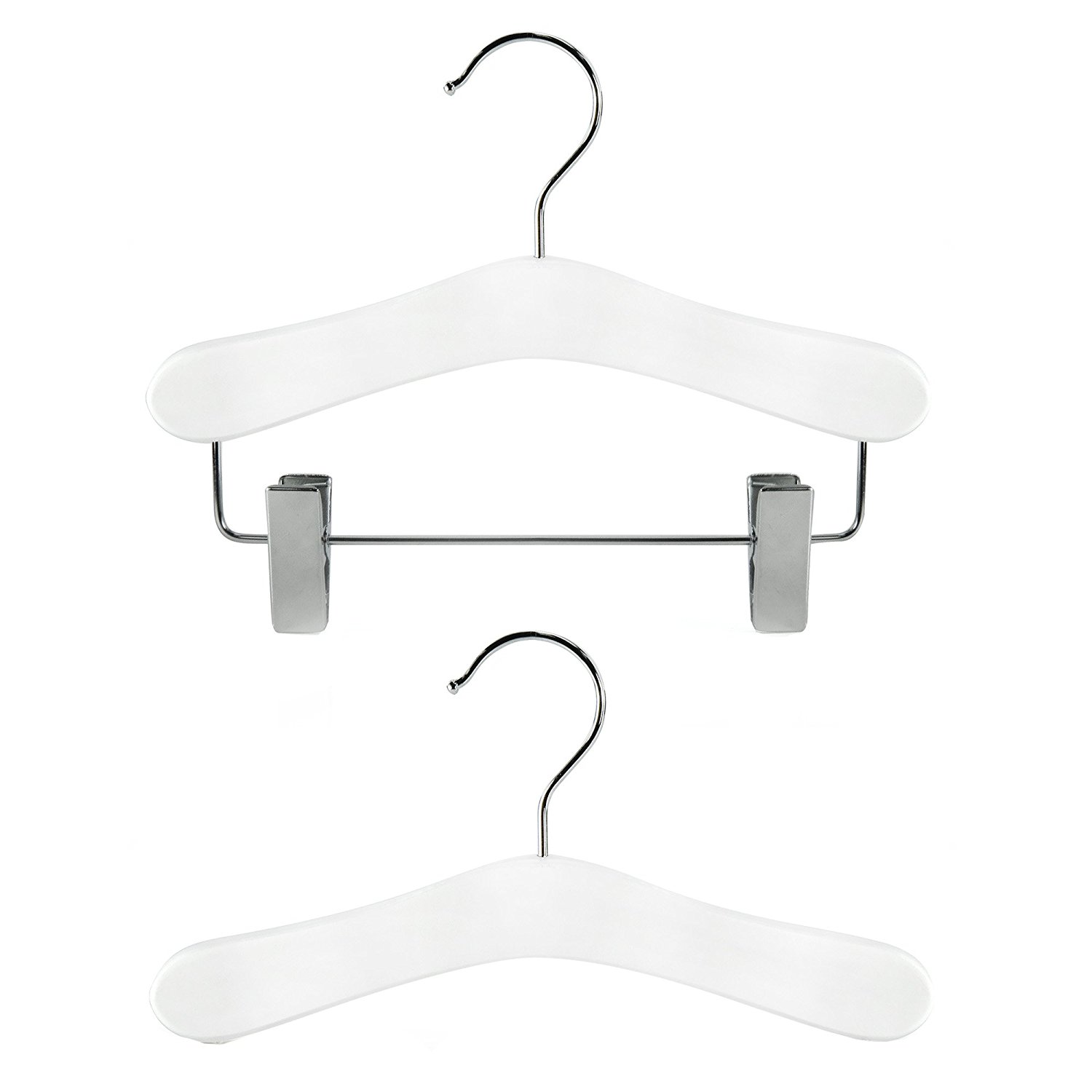 1500x1500 Hangerworld Set Of 12 Children's White Wooden Top Amp Clip Coat