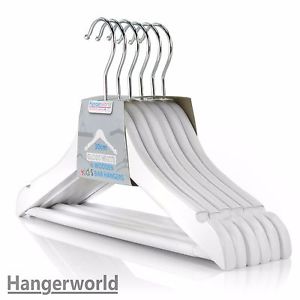 300x300 Kids White Wooden Pant Bar Coat Hangers Baby Toddler Clothes 12