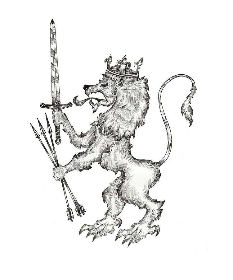 751x900 Lion Coat Of Arms Drawing By Nikolaos Chantzis